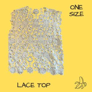 House of Harlow 1960 White Floral Lace Sleeveless Top – One Size